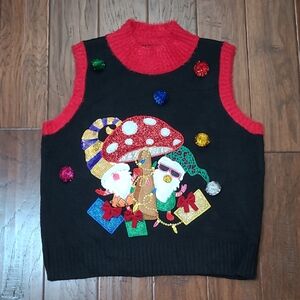 NWOT 33 Degrees Black & Red Christmas Sweater Vest size XL